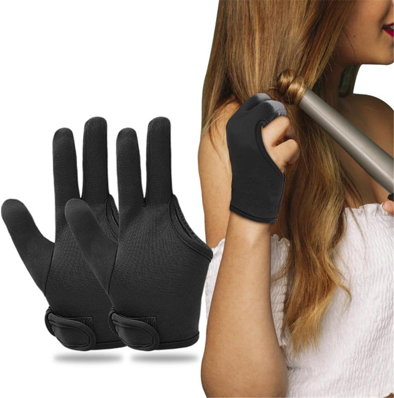 Price Xes Heat Gloves for Hair Styling, 1 Pair Curling Iron Gloves Pro 3 Finger Barber Gloves Heat Resistant Hair Tools for Perming, Hair Straightening, Curling Wand and Flat Iron - Image 1